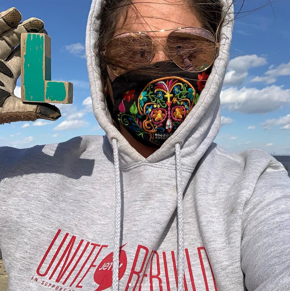 Lauren Brajer with the Surfrider Jersey Shore Chapter at a beach cleanup
