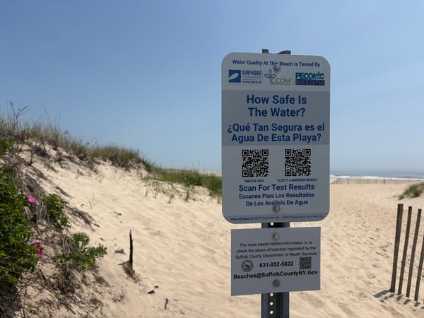 Picture of a BWTF Sign at the entrance of the Beach near Mecox Bay. 